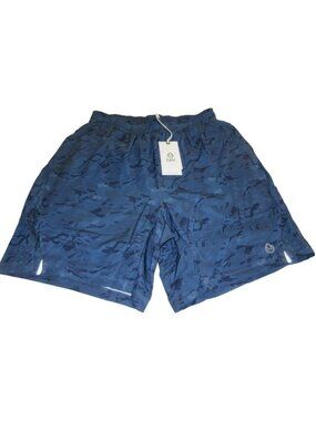 Tasc Performance Men's 7 inch 2 in 1 shorts Navy Surface Blue Camo Size Small